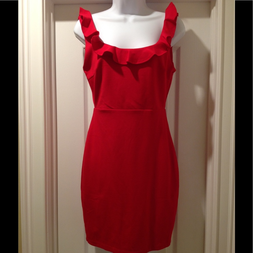 Lulu's Red Ruffle Mini Dress